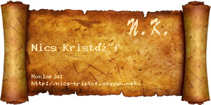 Nics Kristóf névjegykártya